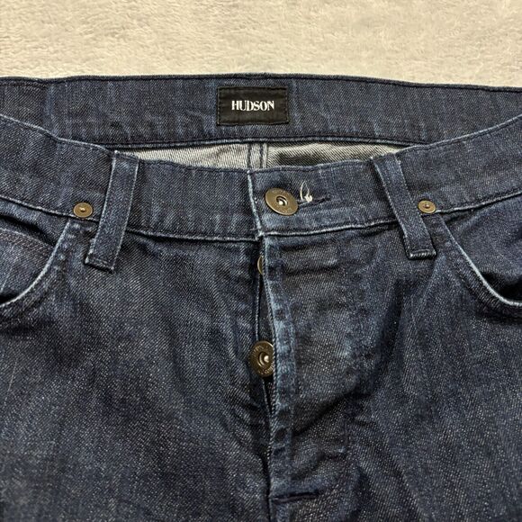 Hudson Wilde Jeans 32x29 Relaxed Straight Button Fly Cotton Blend Dark Wash MEns - Picture 3 of 9